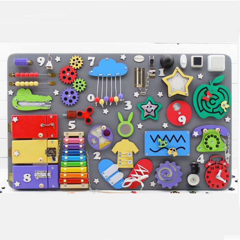 Montessori Wooden Busy Board Toddler - Papan sibuk DIY Montessori kunci mainan